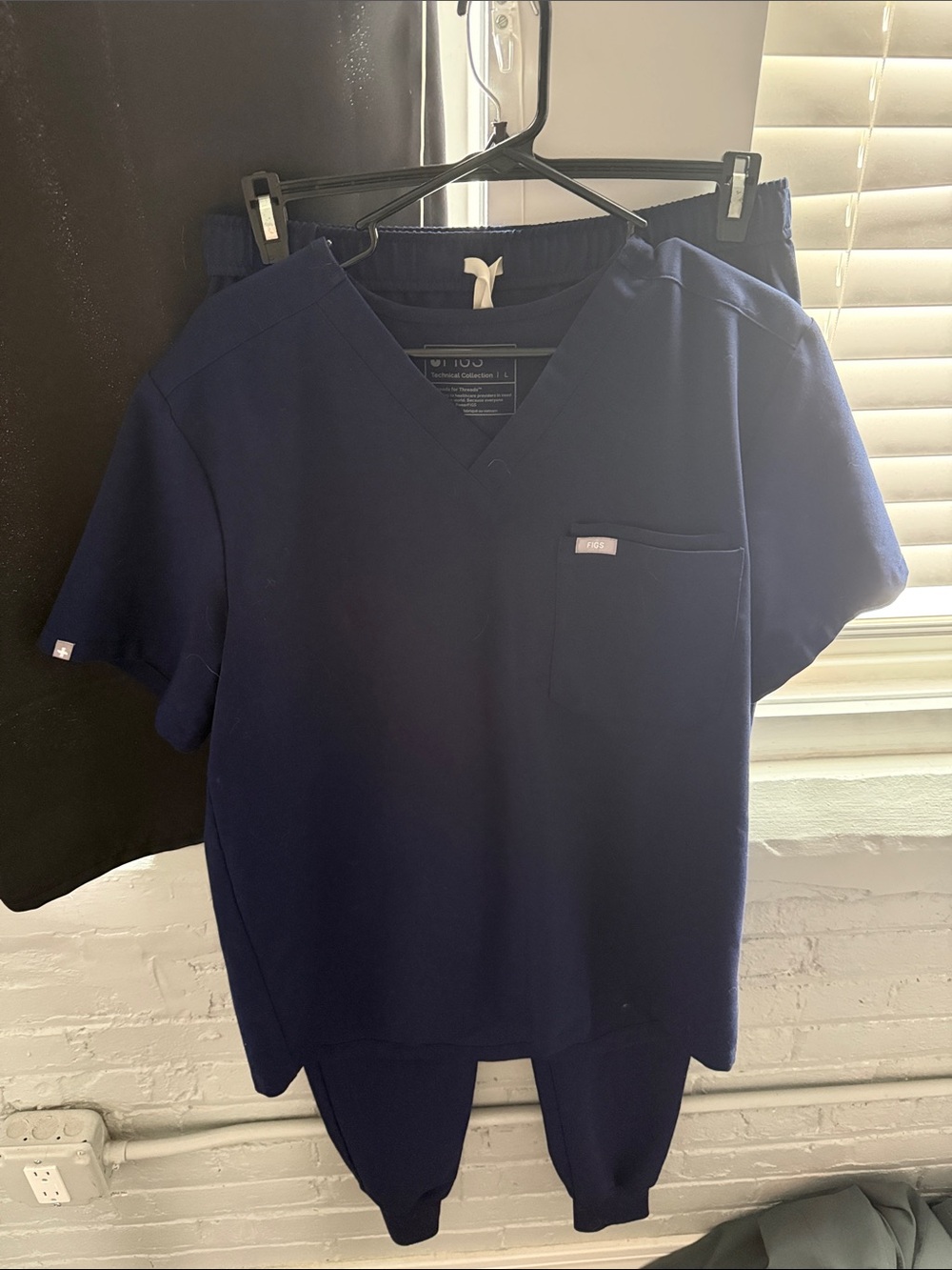 Figs Navy Blue Scrub Top and Drawstring Pants